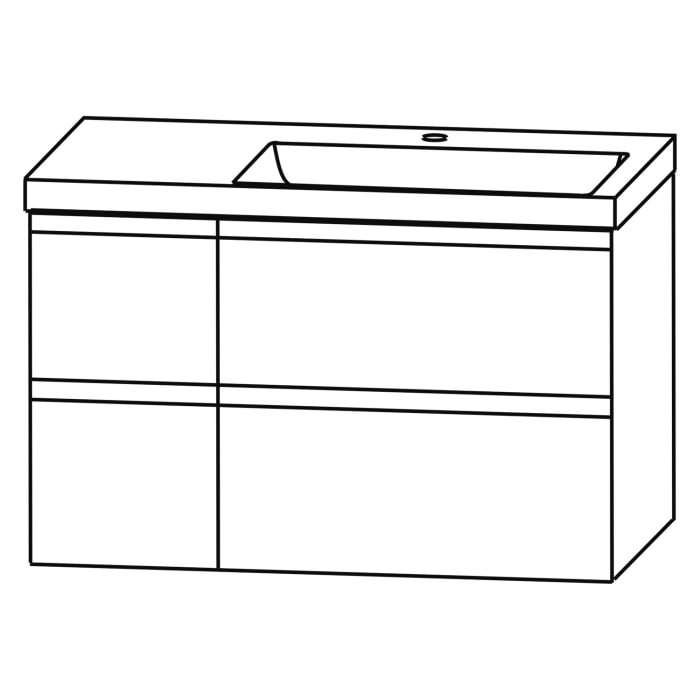Puris c!puro Waschtischset 92 cm mit Waschtisch, Ablage links und Unterschränken mit 4 Auszügen,  Griff 351