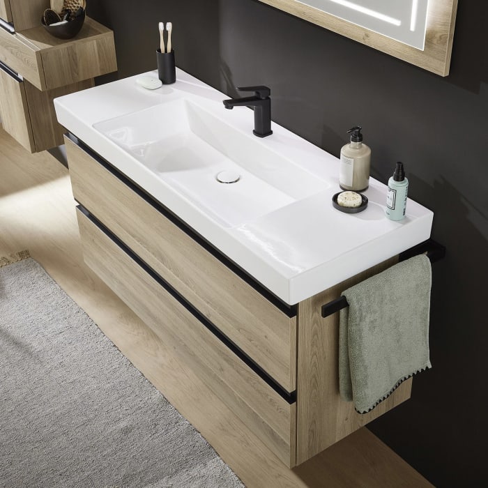 Puris c!puro Waschtischset 122 cm mit Waschtischunterschrank mit 2 Auszügen, Griff 351