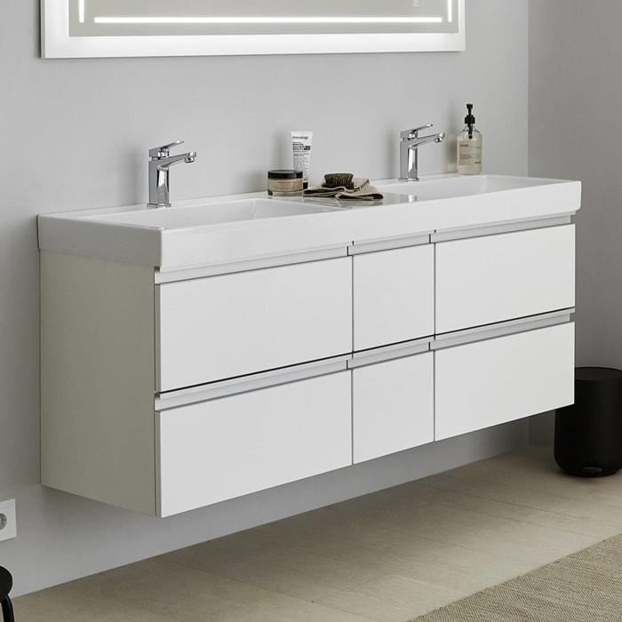 Puris c!puro Waschtischset 152 cm mit Doppelwaschtisch und Unterschränken mit 6 Auszügen,  Griff 352