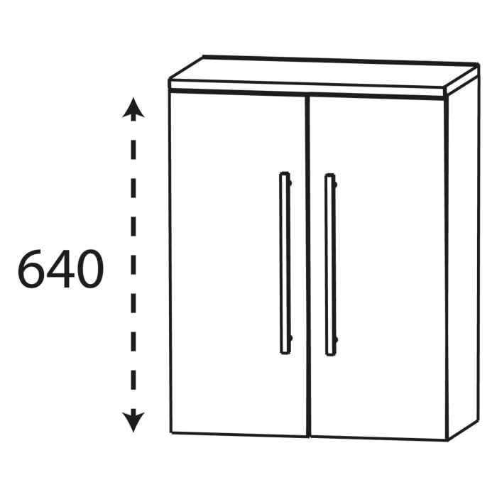 Puris Linea Highboard 60 x 30 x 65,6 cm mit 2 Türen, Griff 350