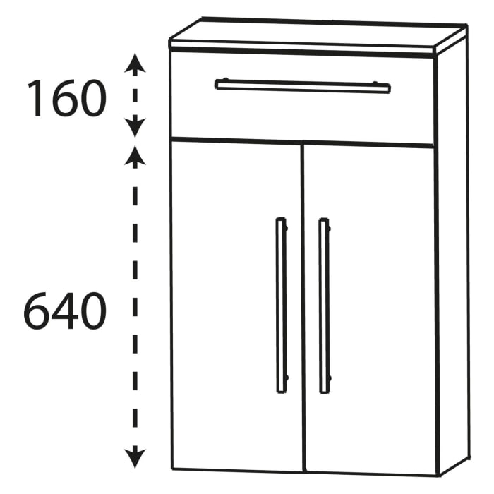 Puris Linea Highboard 60 x 30 x 81,6 cm mit 2 Türen, 1 Schubkasten, Griff 320