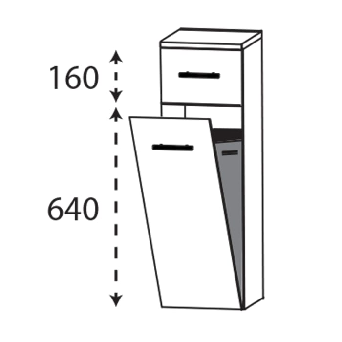 Puris Linea Highboard 30 x 30 x 81,6 cm mit Wäschekippe, 1 Schubkasten, Griff 350