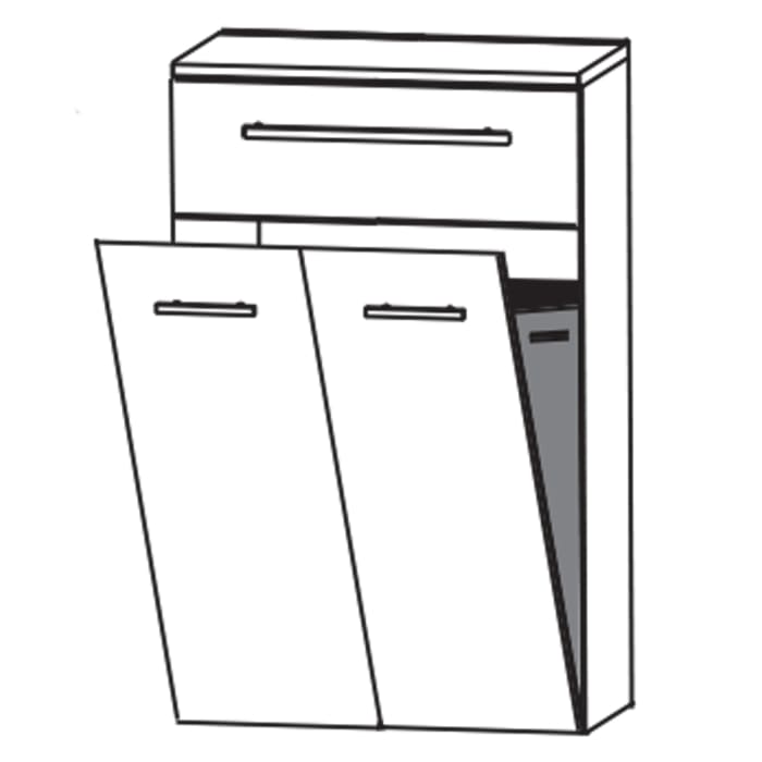 Puris Linea Highboard 60 x 30 x 81,6 cm mit Wäschekippe, 1 Schubkasten, Griff 350