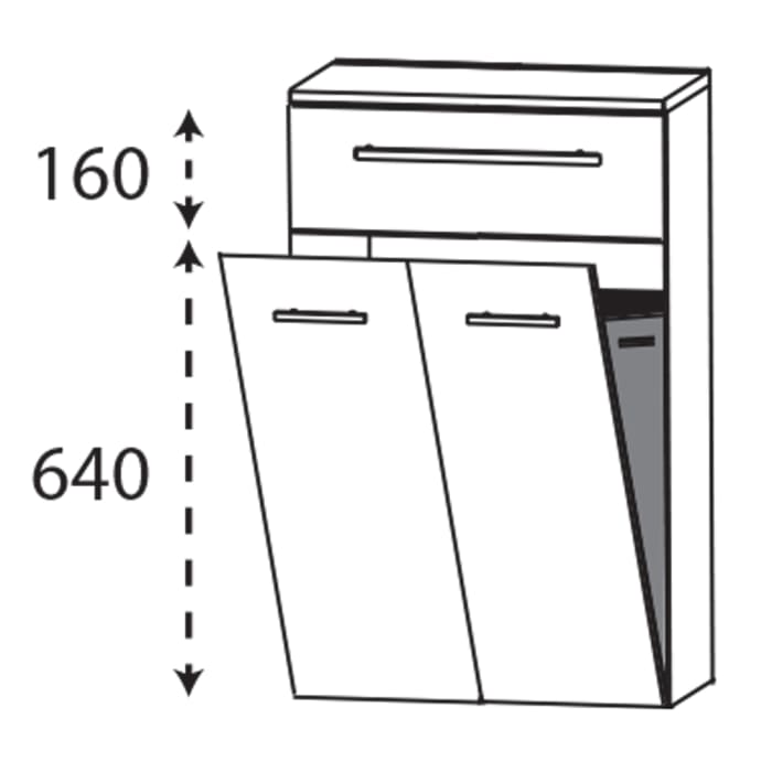 Puris Linea Highboard 60 x 30 x 81,6 cm mit Wäschekippe, 1 Schubkasten, Griff 350