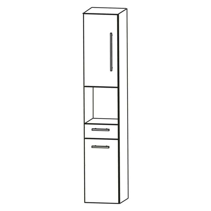 Puris Linea Hochschrank 30 x 30 x 160 cm mit 2 Türen, Anschlag links, 1 Schubkasten, 1 Fach, Griff 350