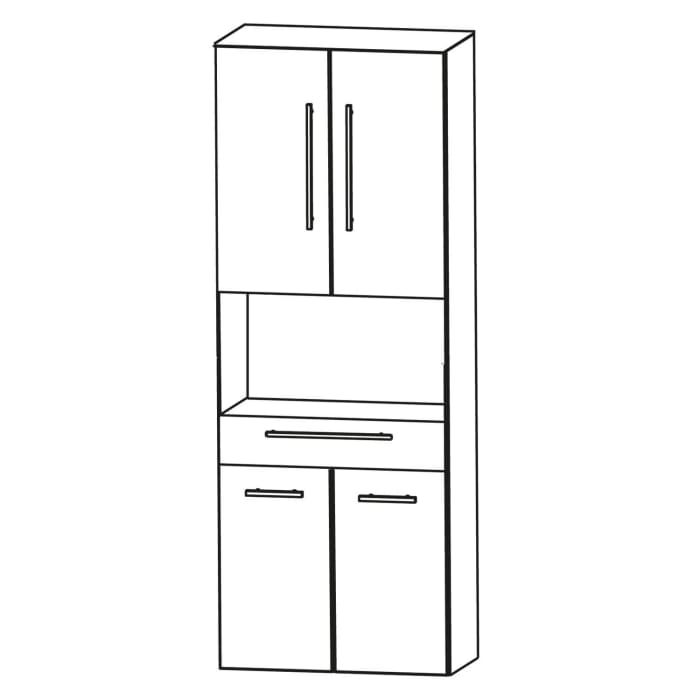 Puris Linea Hochschrank 60 x 30 x 160 cm mit 4 Türen, 1 Schubkasten, 1 offenes Fach, Griff 350