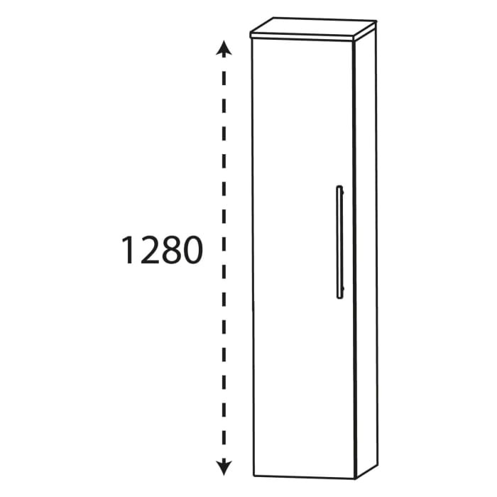 Puris Linea Mittelschrank 30 x 30 x 129,6 cm mit 1 Tür, Anschlag links, Griff 350