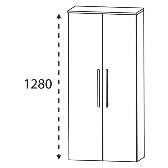 Puris Linea Mittelschrank 60 x 30 x 129,6 cm mit 2 Türen, Griff 350