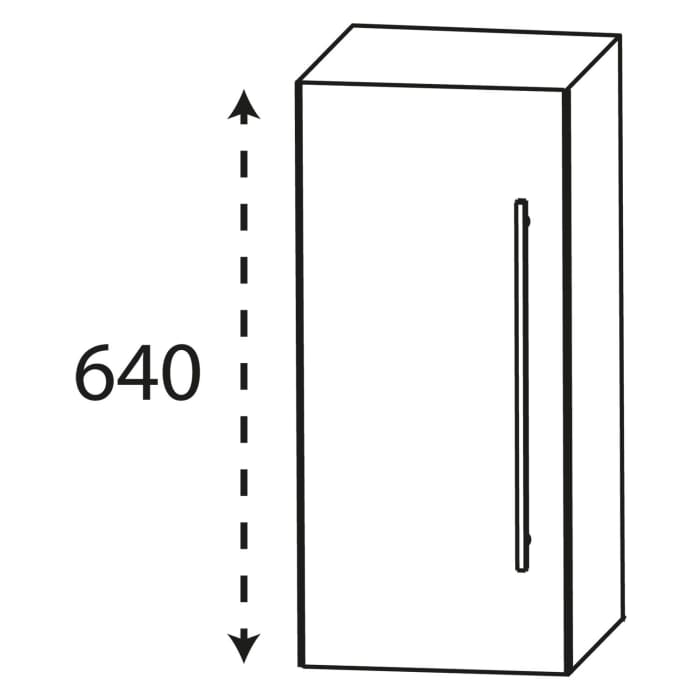 Puris Linea Oberschrank 40 x 15 x 64 cm mit 1 Tür, Anschlag links, Griff 350