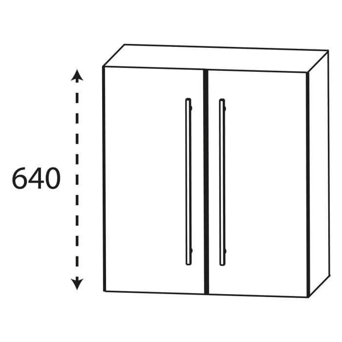 Puris Linea Oberschrank 60 x 15 x 64 cm mit 2 Türen, Griff 350