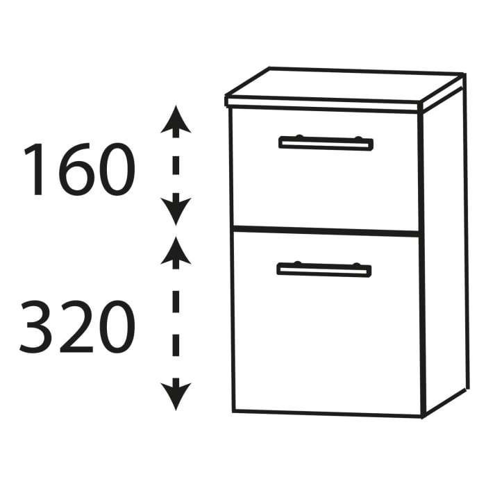 Puris Linea Unterschrank 30 x 30 x 49,6 cm mit 1 Schubkasten, 1 Auszug, Griff 350