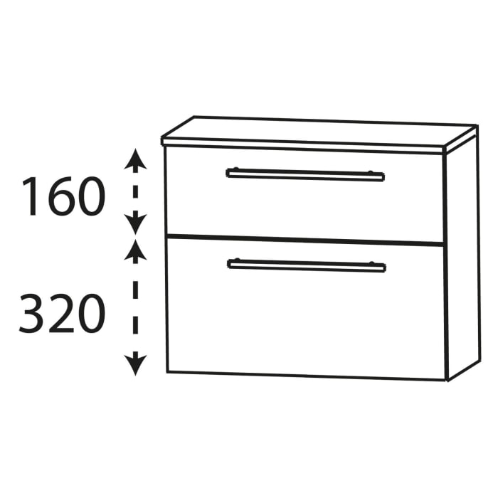 Puris Linea Unterschrank 60 x 30 x 49,6 cm mit 1 Schubkasten, 1 Auszug, Griff 350