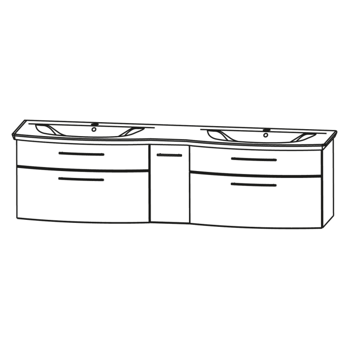 Puris Linea Doppelwaschtisch mit Unterschrank 171,2 cm mit Anschlag rechts, Griff 320
