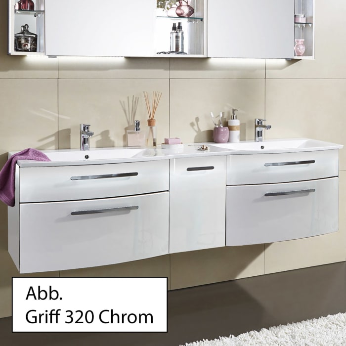 Puris Linea Doppelwaschtisch mit Unterschrank 171,2 cm mit Anschlag links, Griff 350