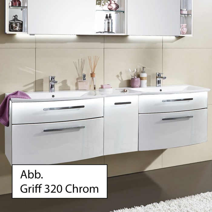 Puris Linea Doppelwaschtisch mit Unterschrank 171,2 cm mit LED-Beleuchtung, Anschlag rechts, Griff 350