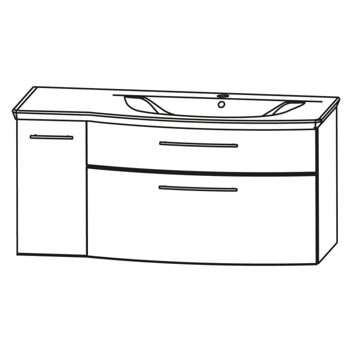 Puris Linea Waschtisch mit Unterschrank 101,2 cm mit Tür links, Griff 350