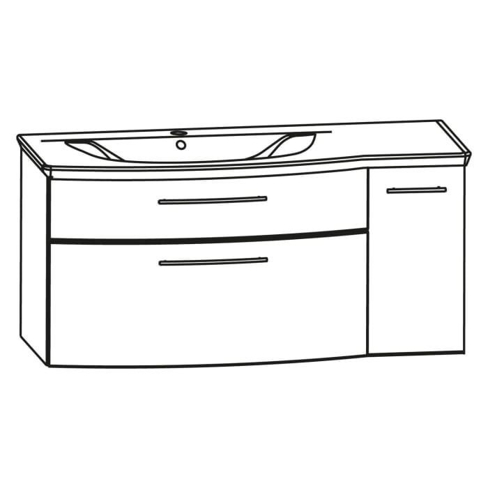 Puris Linea Waschtisch mit Unterschrank 101,2 cm mit Tür rechts, Griff 350