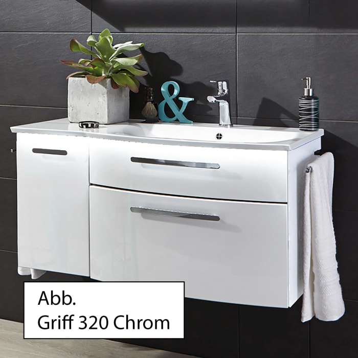 Puris Linea Waschtisch mit Unterschrank 101,2 cm mit LED-Beleuchtung, Tür links, Griff 350