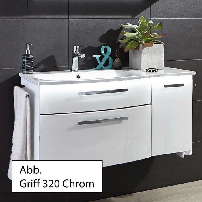 Puris Linea Waschtisch mit Unterschrank 101,2 cm mit LED-Beleuchtung, Tür rechts, Griff 350