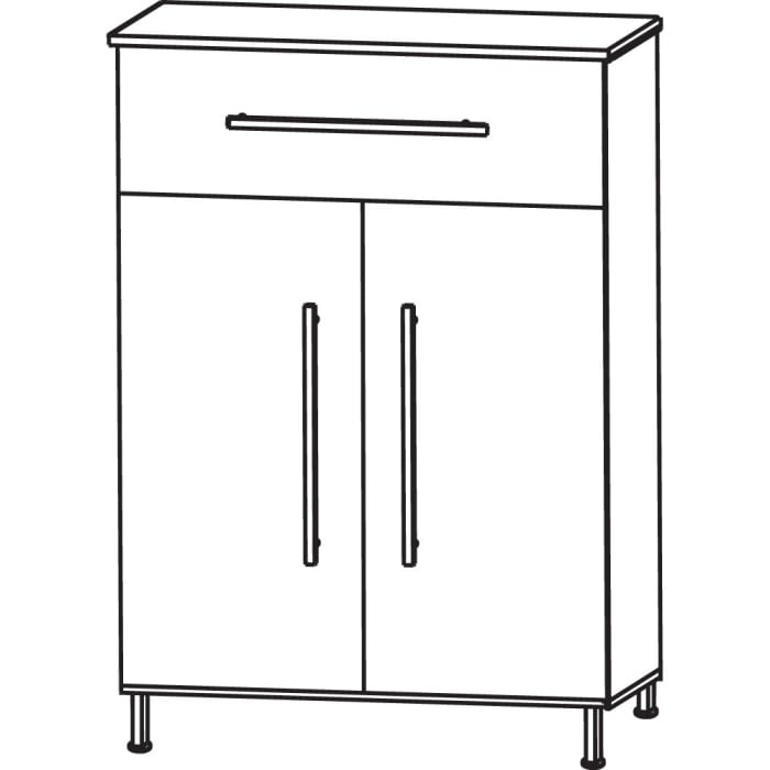 Puris Quada Highboard 60 x 30 x 94,8 cm mit 1 Schubkasten und 2 Türen, Griff 335