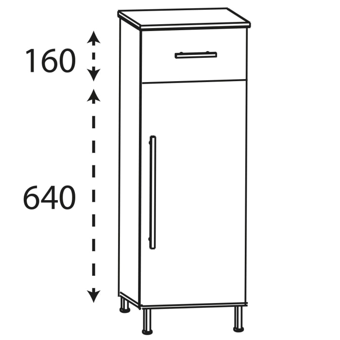 Puris Quada Highboard 40 x 30 x 94,8 cm mit 1 Schubkasten, 1 Tür Anschlag rechts, Griff 335