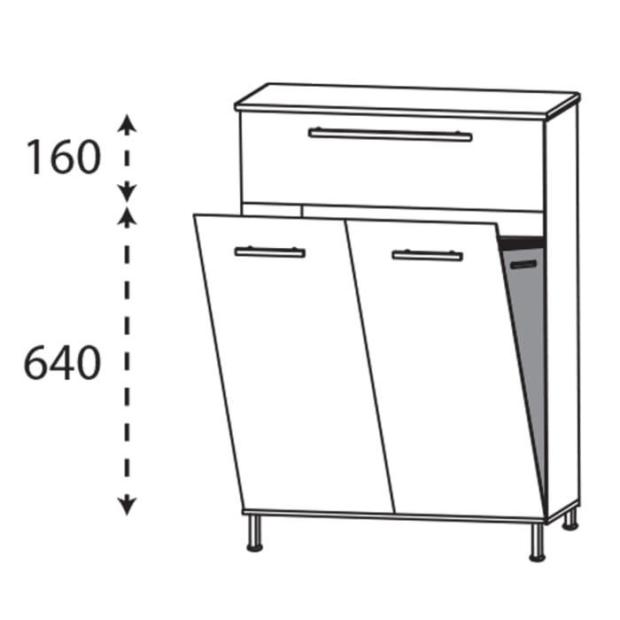 Puris Quada Highboard 60 x 30 x 94,8 cm mit 1 Wäschekippe, 1 Schubkasten, Griff 335