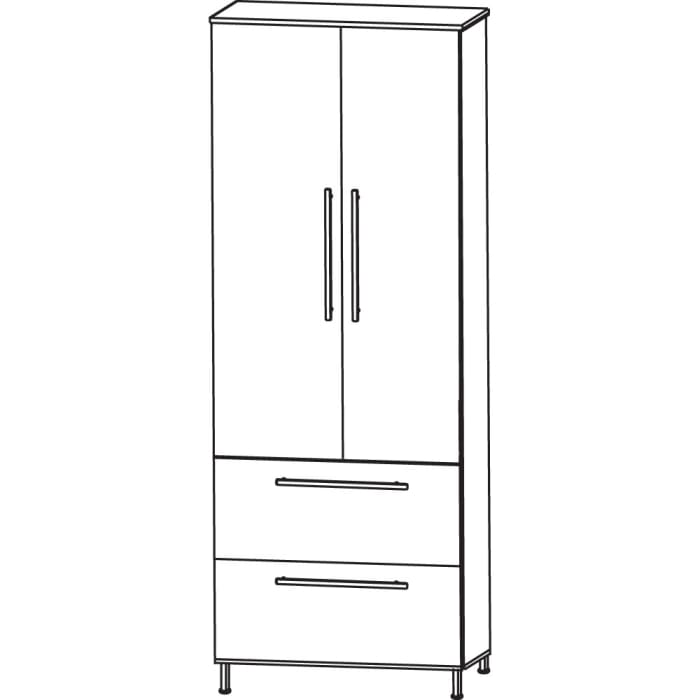 Puris Quada Hochschrank 60 x 30 x 174,8 cm mit 2 Auszügen und 2 Türen, Griff 335