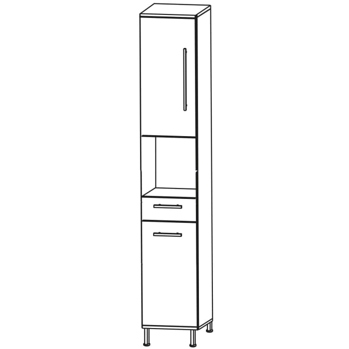 Puris Quada Hochschrank 40 x 30 x 174,8 cm mit 1 Schubkasten, 1 offenem Fach und 2 Türen, Anschlag links, Griff 335