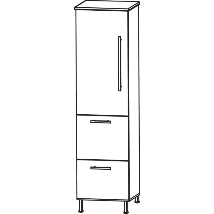 Puris Quada Mittelschrank 40 x 30 x 126,8 cm mit 2 Auszügen und 1 Tür Anschlag links, Griff 335