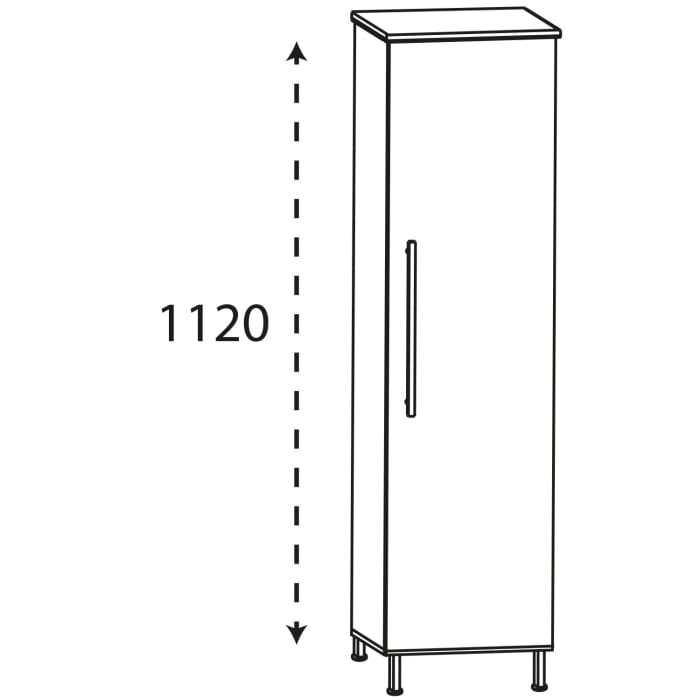 Puris Quada Mittelschrank 30 x 30 x 126,8 cm mit 1 Tür Anschlag rechts, Griff 335