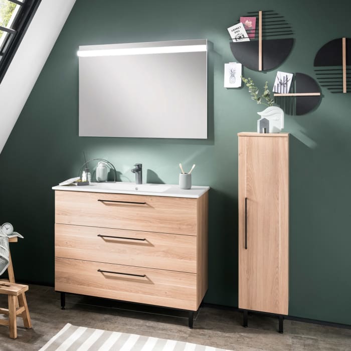 Puris Quada Mittelschrank 40 x 30 x 126,8 cm mit 1 Tür Anschlag rechts, Griff 335