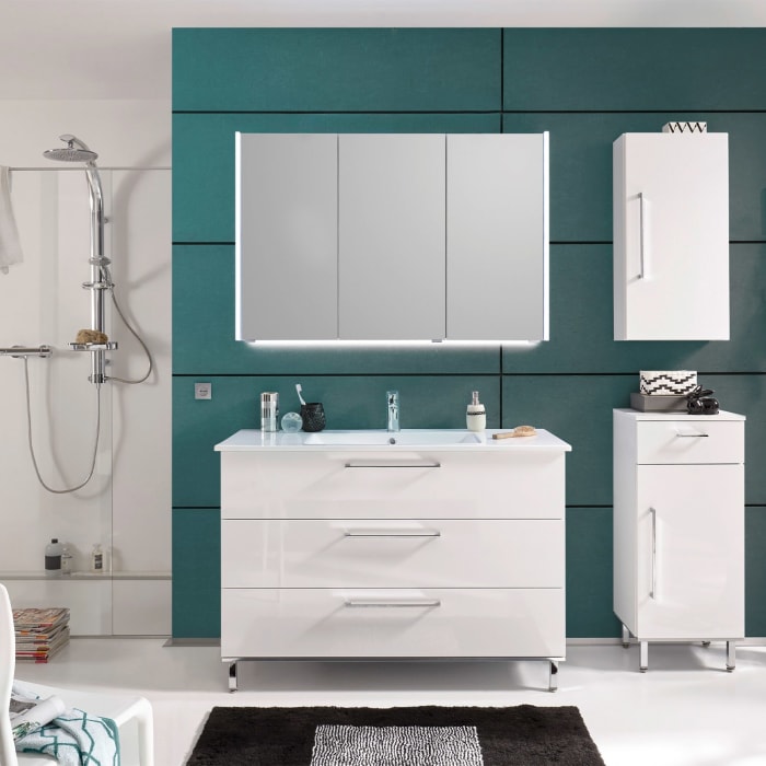 Puris Quada Spiegelschrank 120 cm mit seitlichen LED-Beleuchtungsprofile