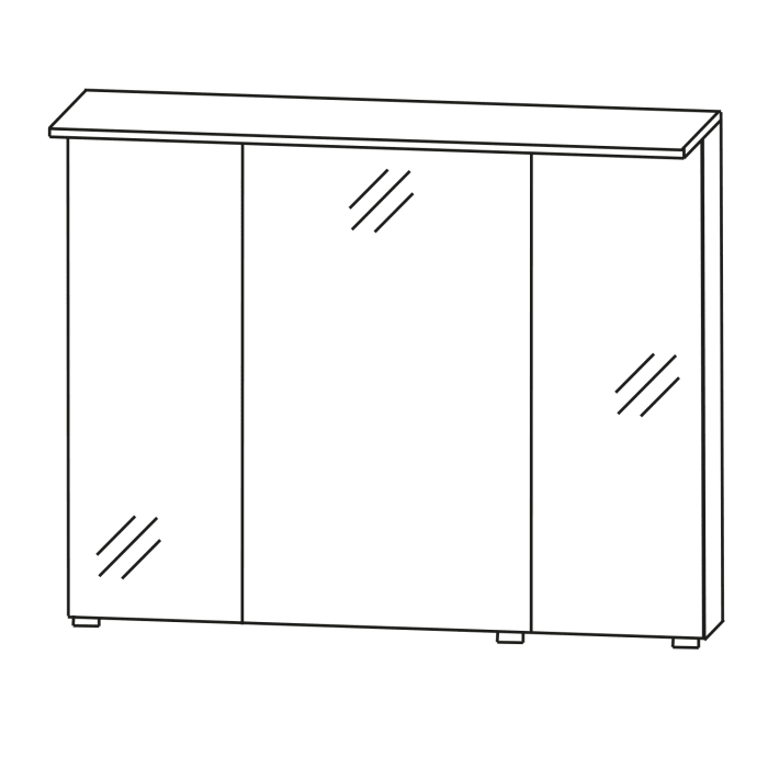 Puris Quada Spiegelschrank 120 cm für Doppelwaschtisch mit Gesimsboden inkl. LED-Beleuchtung