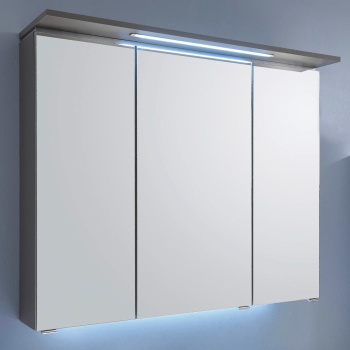 Puris Quada Spiegelschrank 70 cm mit Gesimsboden inkl. LED-Beleuchtung