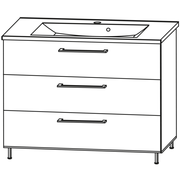 Puris Quada Waschtischkombination 100 cm, Griff 335