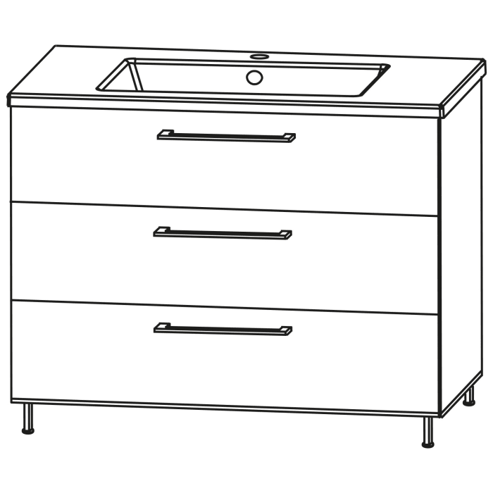 Puris Quada Waschtischkombination 101 cm, Griff 335