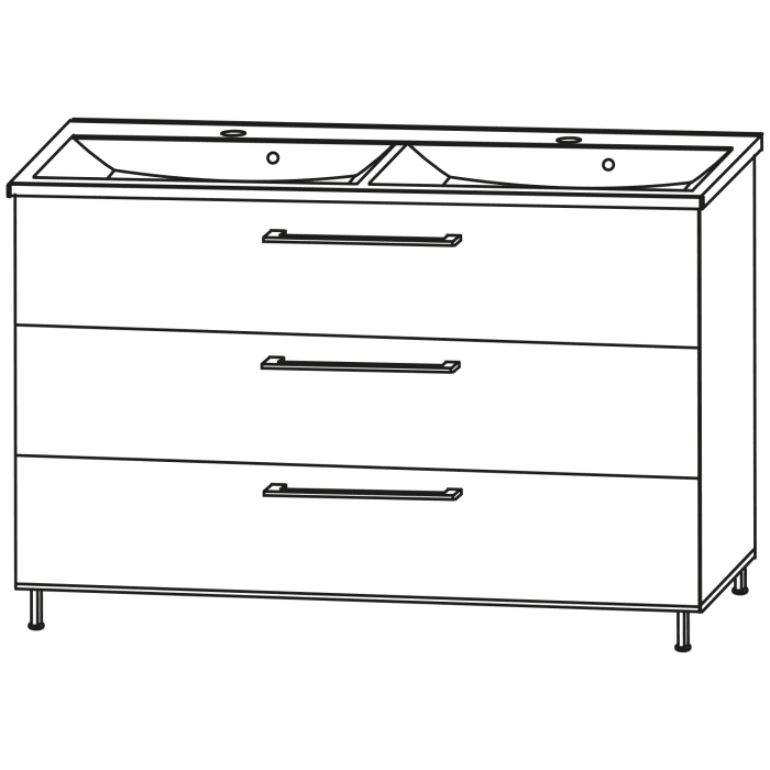 Puris Quada Waschtischkombination 120 cm mit Doppelwaschtisch, Griff 335