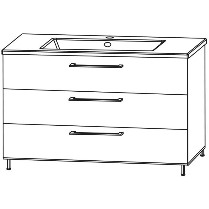 Puris Quada Waschtischkombination 122 cm, Griff 321