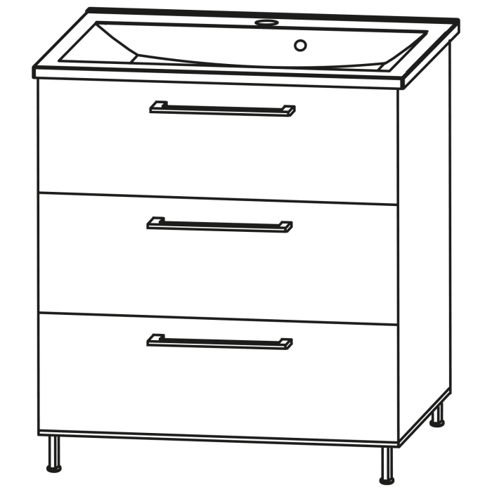 Puris Quada Waschtischkombination 70 cm, Griff 335