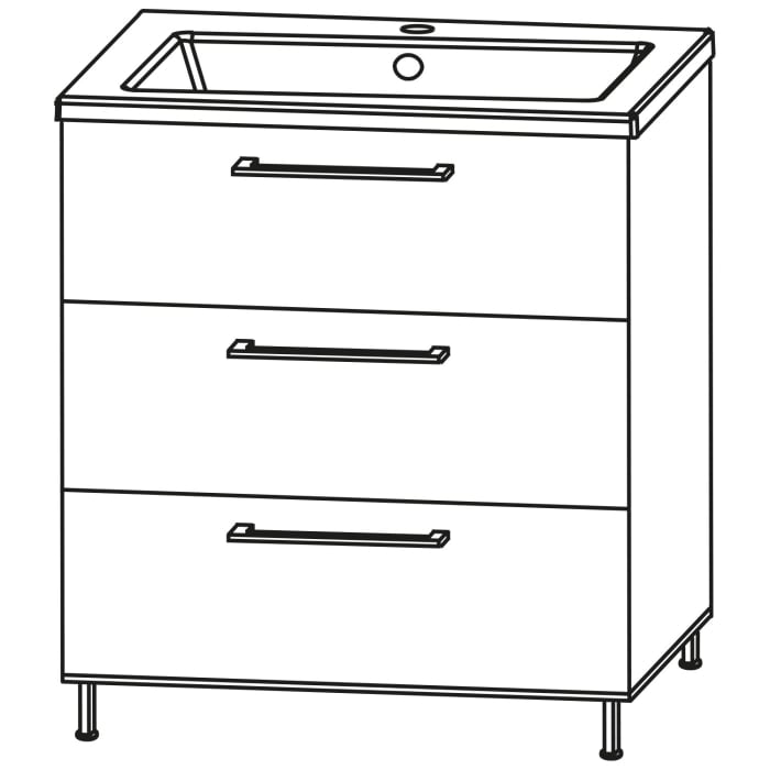 Puris Quada Waschtischkombination 71 cm, Griff 335