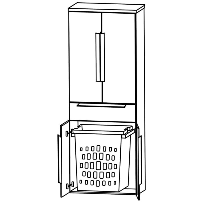 Puris Rounds Hochschrank 60 x 30 x 162,8 cm mit Wäscheauszug, 1 Schubkasten, 2 Türen, Griff 338