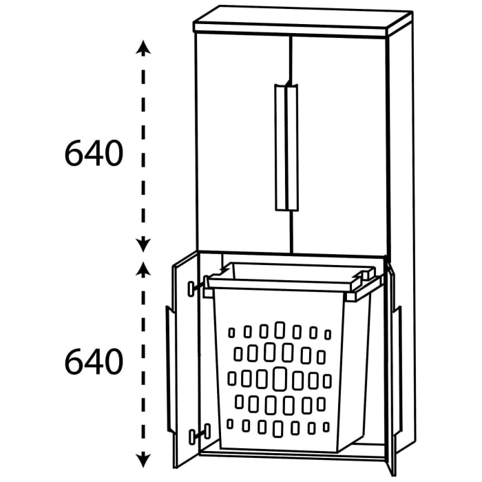 Puris Rounds Mittelschrank 60 x 30 x 130,8 cm mit Wäscheauszug, 4 Türen, Griff 338