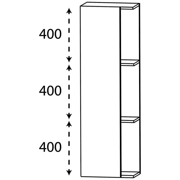 Puris Rounds Mittelschrank-Regal 40 cm mit 1 Tür, Türanschlag links
