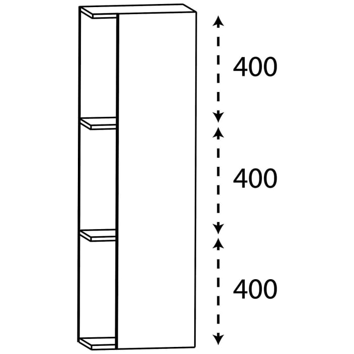 Puris Rounds Mittelschrank-Regal 40 cm mit 1 Tür, Türanschlag rechts
