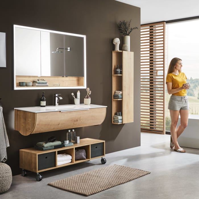 Puris Rounds Mittelschrank-Regal 40 cm mit 1 Tür, Türanschlag rechts