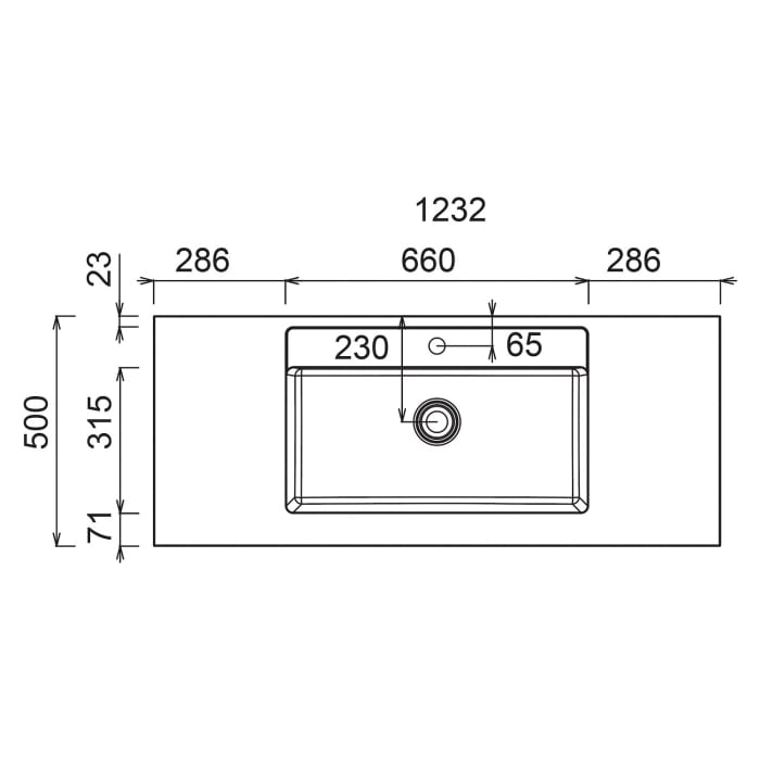 Puris Rounds Glas-Möbelwaschtisch 123,2 cm