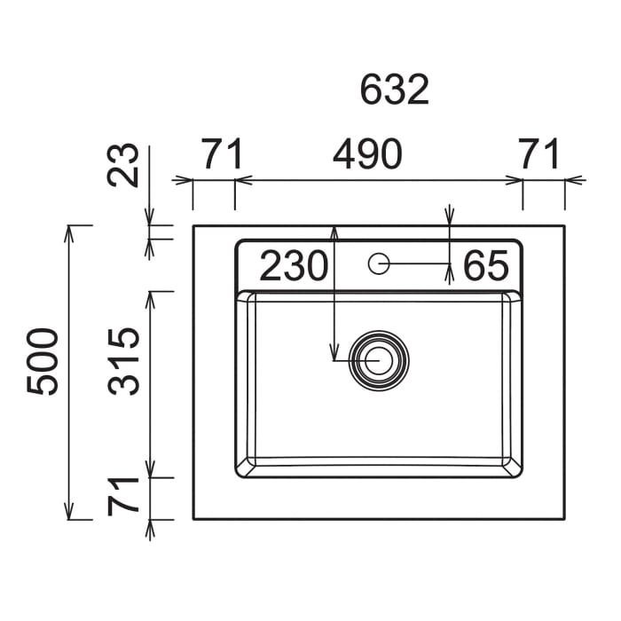 Puris Rounds STONEPLUS Möbelwaschtisch 63,2 cm
