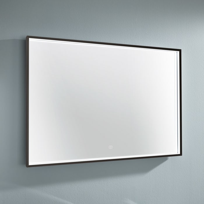 Puris Rounds Badspiegel 140 cm mit schwarzem matt eloxiertem LED-Alurahmen