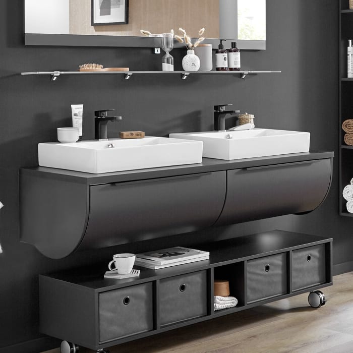 Puris Rounds Waschtischunterschrank für Aufsatzwaschtisch 142 cm mit 1 Auszug, Griff 339