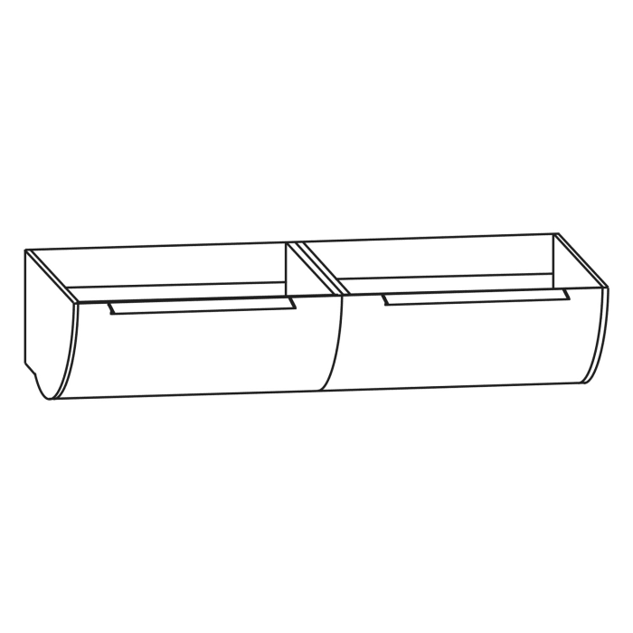 Puris Rounds Waschtischunterschrank für Doppel-Möbelwaschtisch 142 cm mit 2 Auszügen, Griff 329, mit LED-Beleuchtung